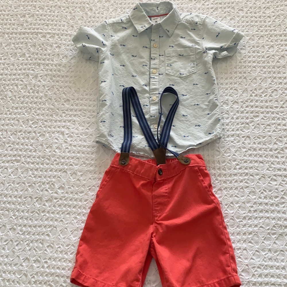 Boys Size 4T matching set. Washed but never worn. Just like new!!